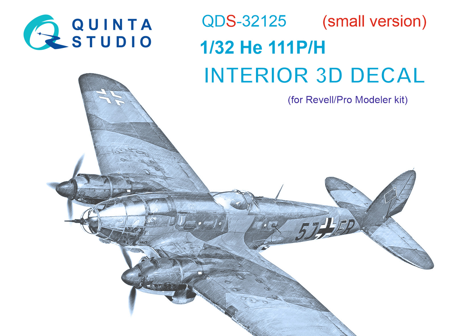 He 111 P/H 3D-Printed & coloured Interior on decal paper (Revell/ProModeler) (small version)