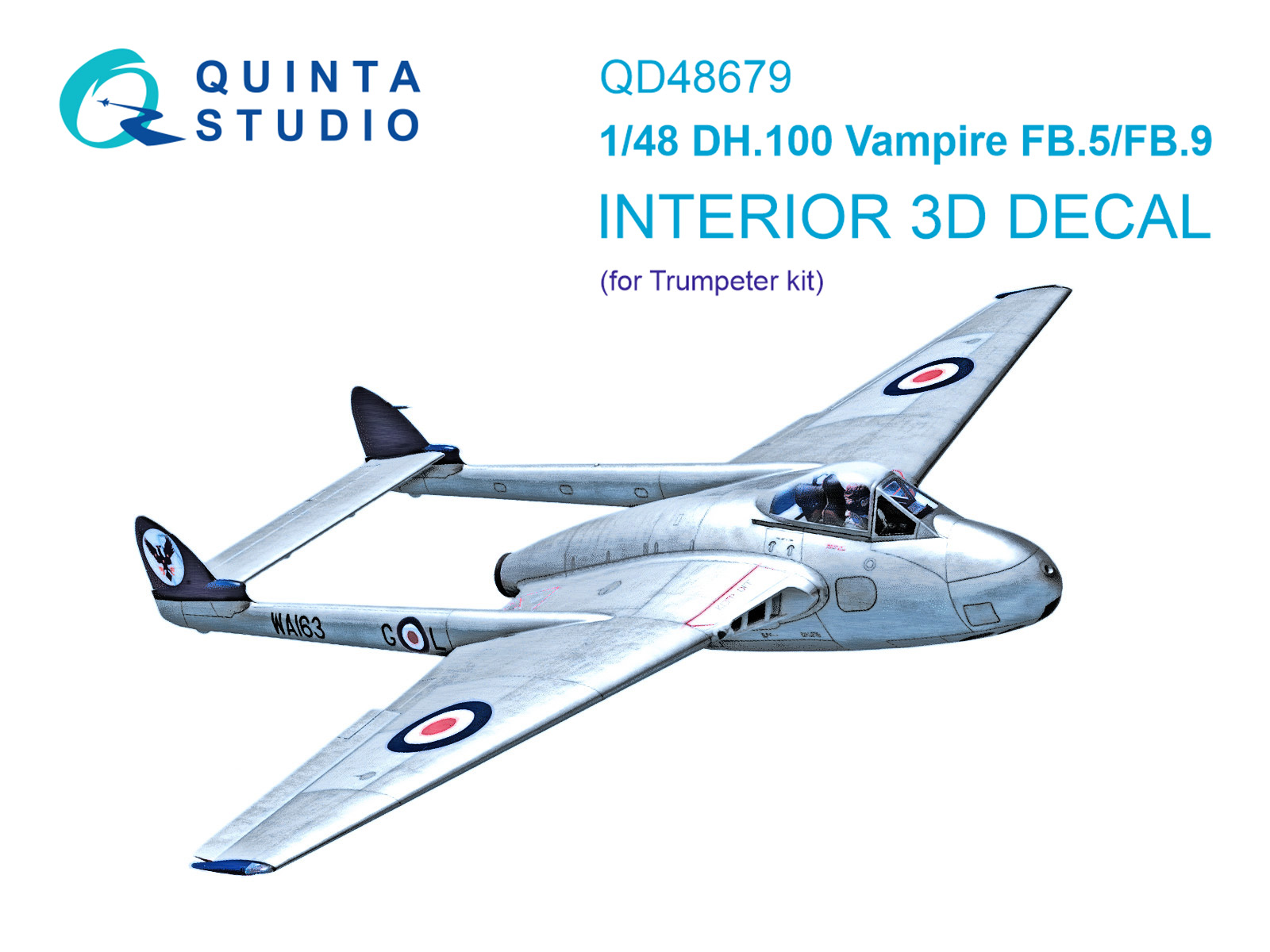 DH.100 Vampire FB.5/FB.9 3D-Printed & coloured Interior on decal paper (Trumpeter)