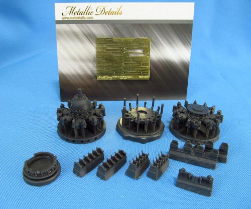 Additions (3D resin printing) 1/32 Pratt & Whitney R-1830 Set contains resin and photo-etched parts for detailing 1 engine of the aircraft. (designed to be used with Hobby Boss kits)