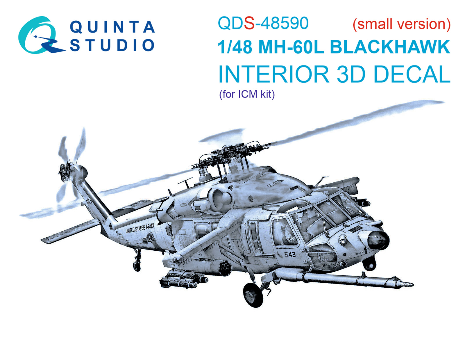 MH-60L Blackhawk 3D-Printed & coloured Interior on decal paper (ICM) (Small version)