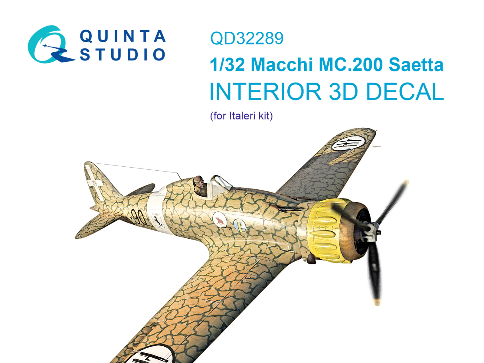 Macchi MC.200 Saetta 3D-Printed & coloured Interior on decal paper (Italeri)