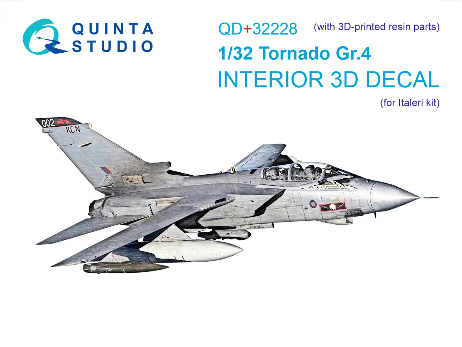 Tornado Gr.4 3D-Printed & coloured Interior on decal paper (Italeri) (with 3D-printed resin parts)