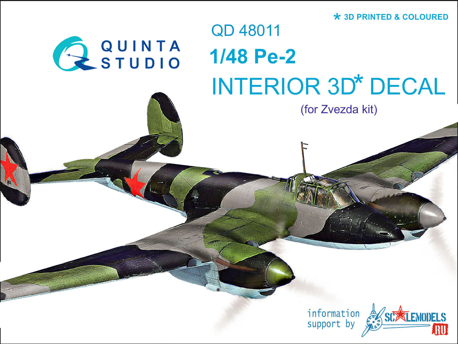 Pe-2 3D-Printed & coloured Interior on decal paper (for Zvezda kits)