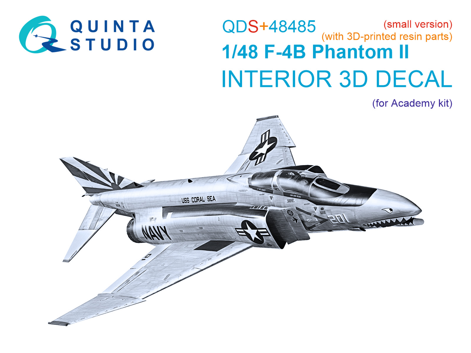 F-4B Phantom II 3D-Printed & coloured Interior on decal paper (Academy) (Small version) (with 3D-printed resin parts)