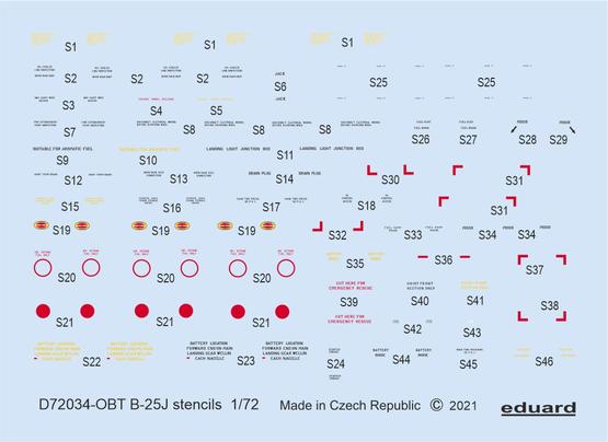 Decal 1/72 B-25J stencils (HAS/REV)