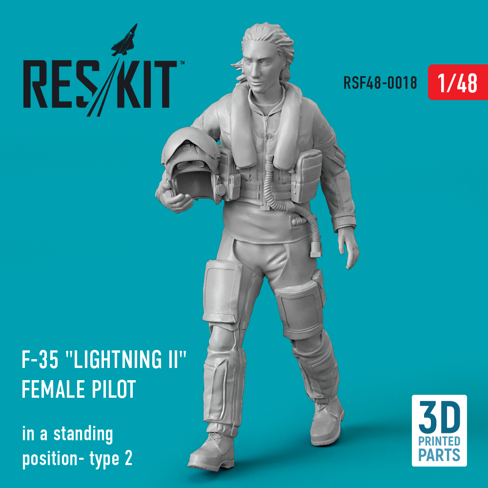 Additions (3D resin printing) 1/48 Lockheed-Martin F-35A/F-35B Lightning female pilot (in a standing position- type 2) (ResKit)
