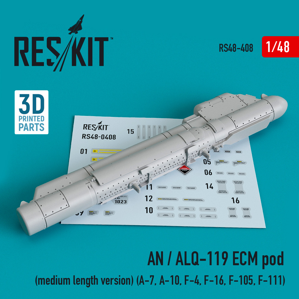 Additions (3D resin printing) 1/48 AN / ALQ-119 ECM pod (medium length version) (ResKit)