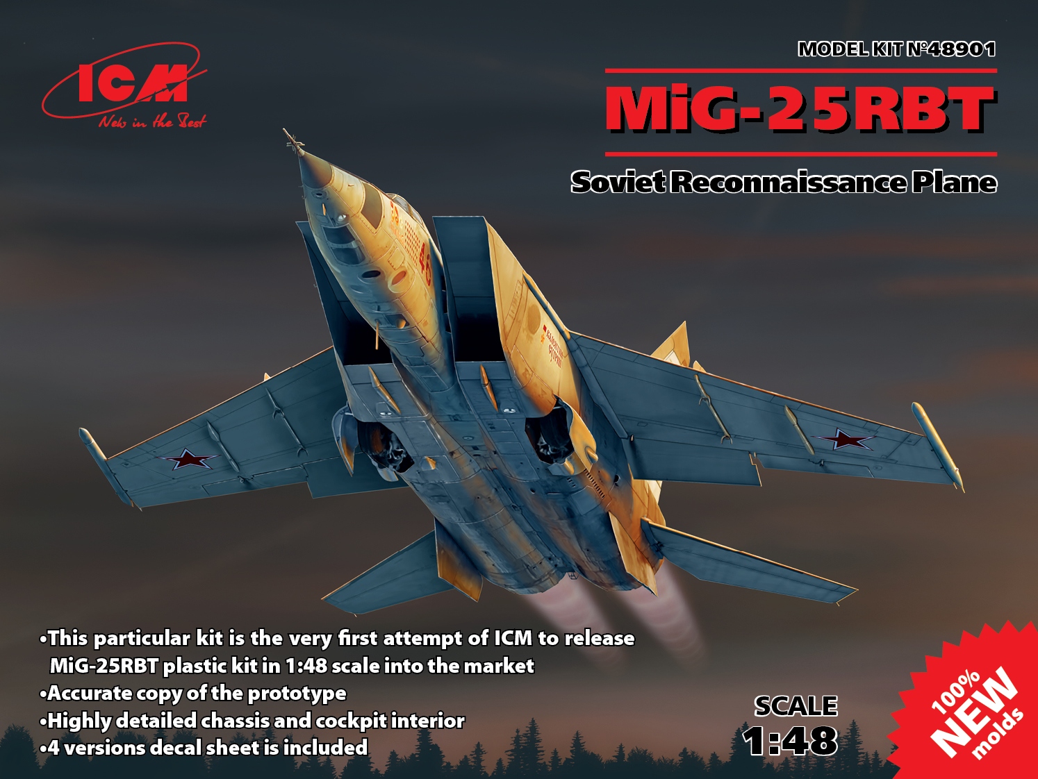 Model kit 1/48 MiG-25 RBT Soviet Reconnaissance Plane (ICM)