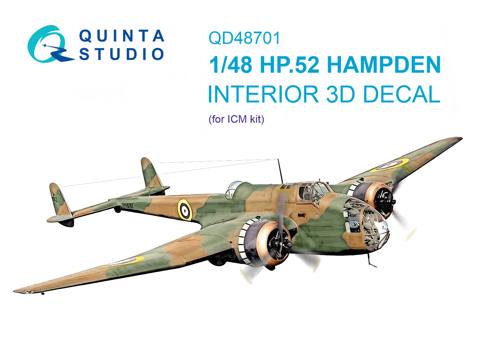 HP.52 Hampden 3D-Printed & coloured Interior on decal paper (ICM)