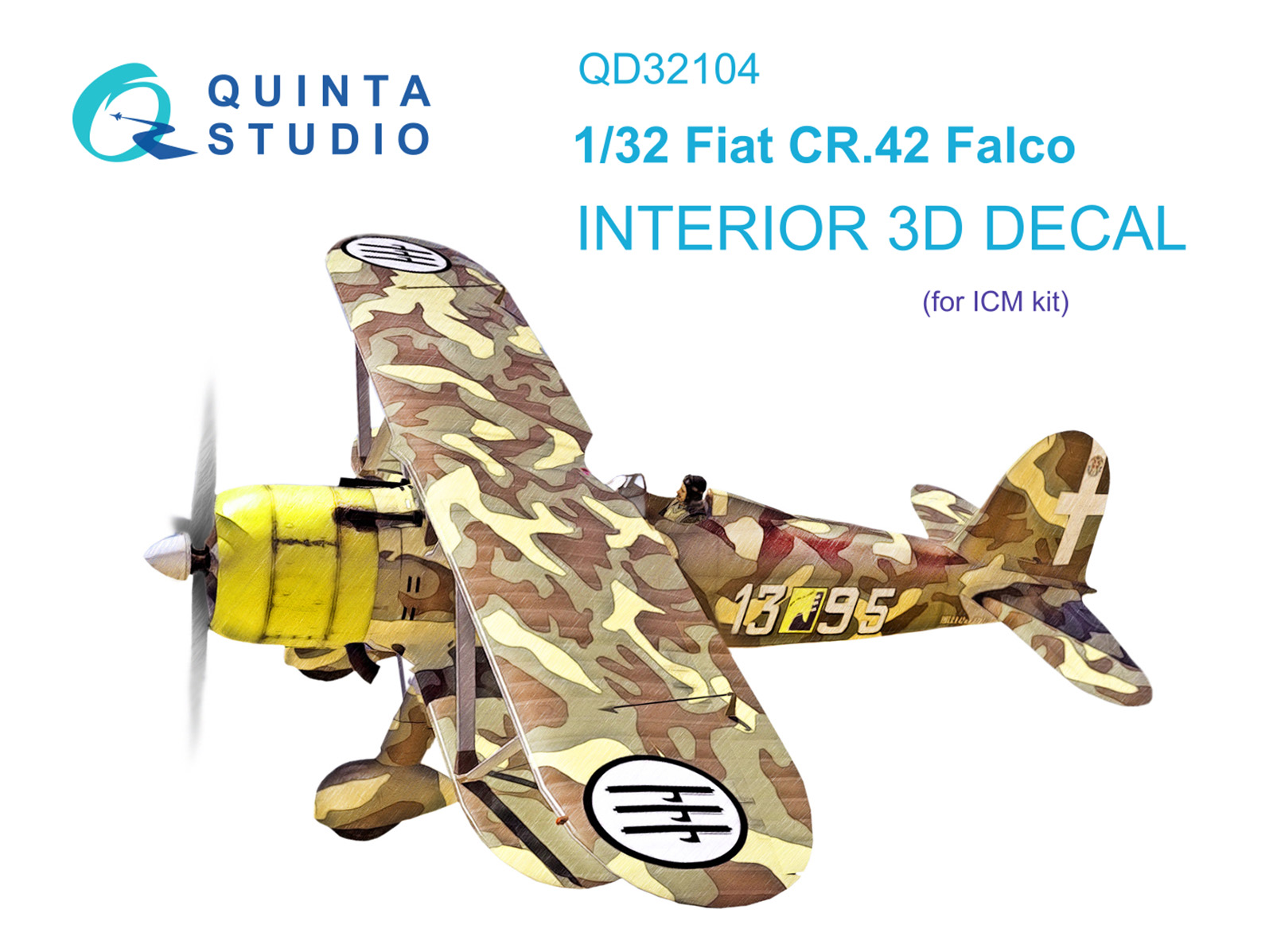 Fiat CR.42 3D-Printed & coloured Interior on decal paper (ICM)
