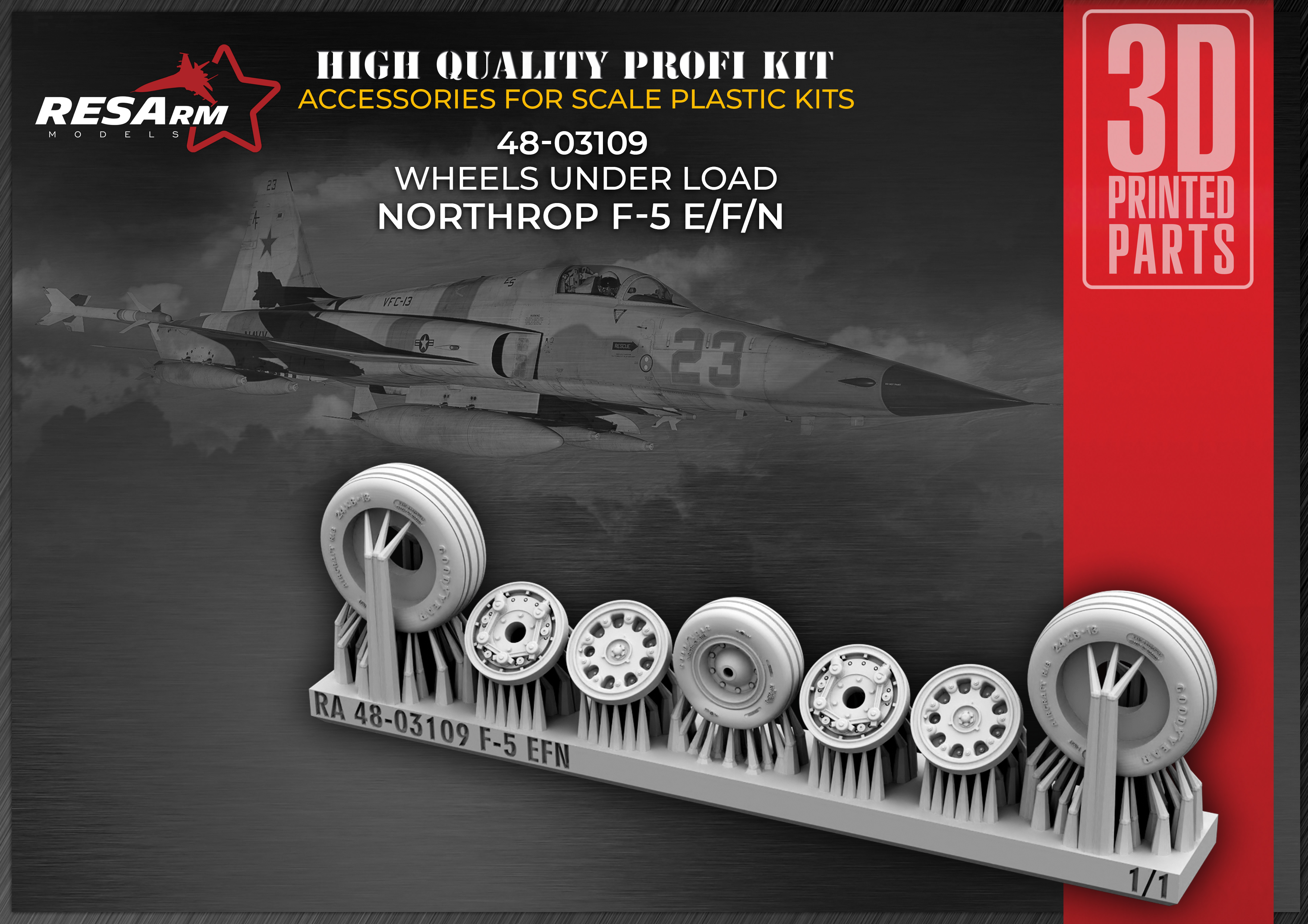 Additions (3D resin printing) 1/48 F-5 FFN Wheels under load (RESArm)
