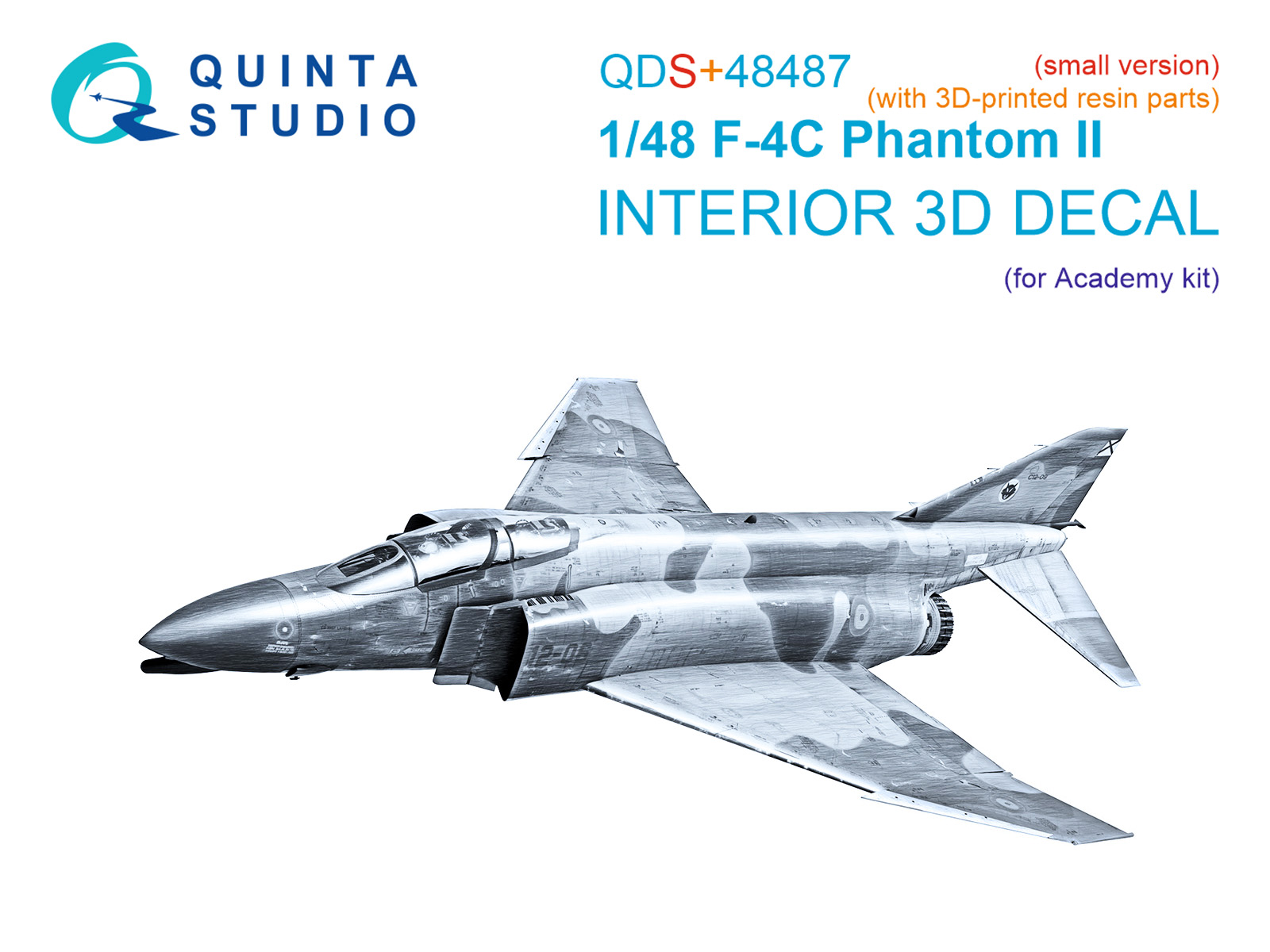 F-4C Phantom II 3D-Printed & coloured Interior on decal paper (Academy) (Small version) (with 3D-printed resin parts)