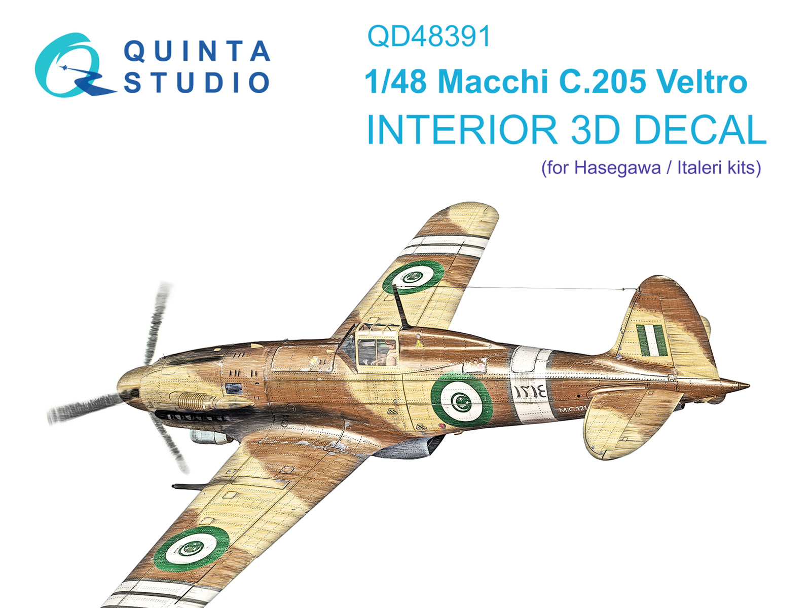 Macchi C.205 Veltro 3D-Printed & coloured Interior on decal paper (Hasegawa/Italeri)
