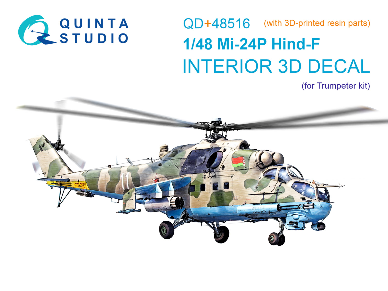 Mi-24P Hind-F 3D-Printed & coloured Interior on decal paper (Trumpeter) (with 3D-printed resin parts)