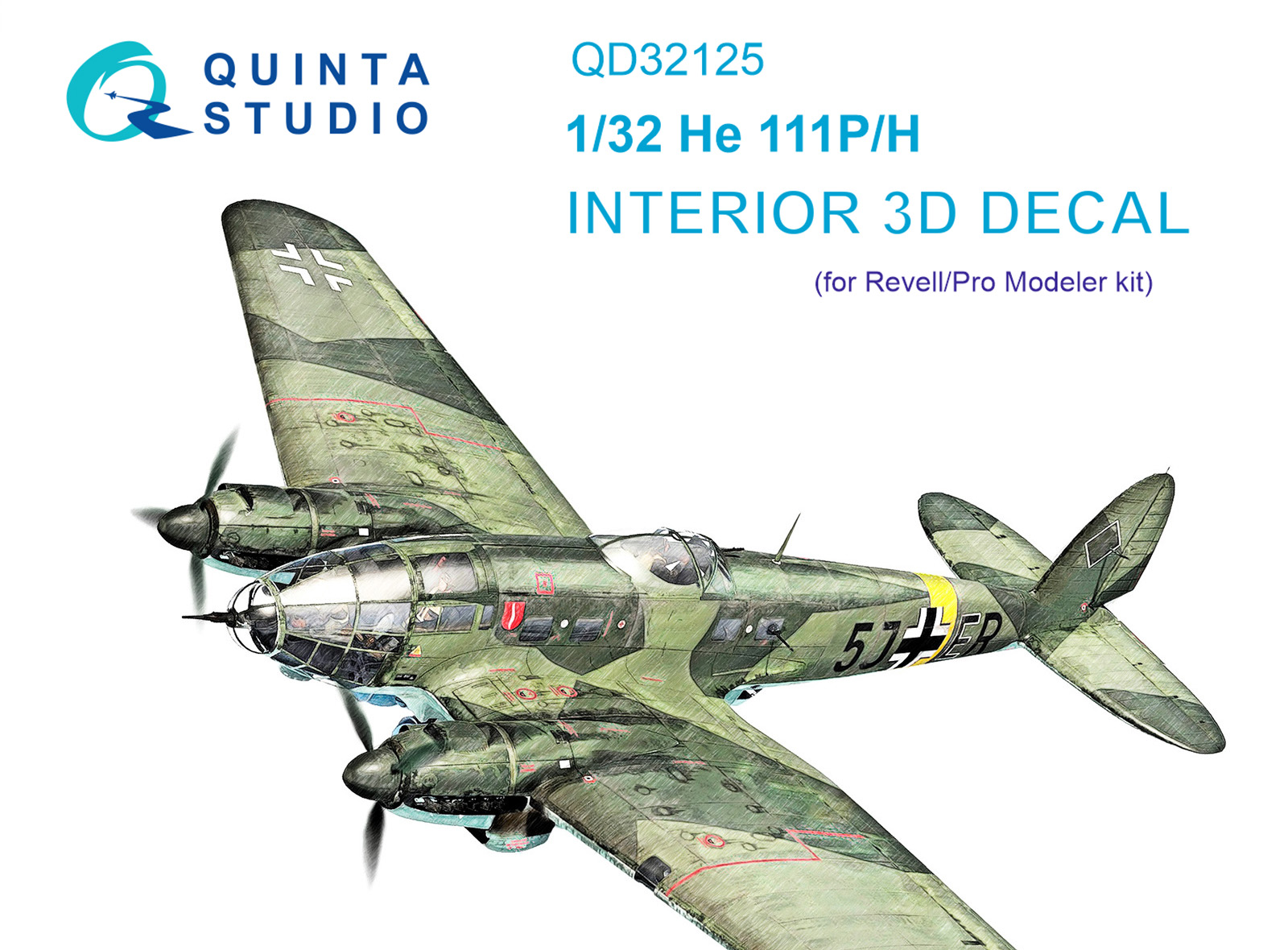 He 111 P/H 3D-Printed & coloured Interior on decal paper (Revell/ProModeler)
