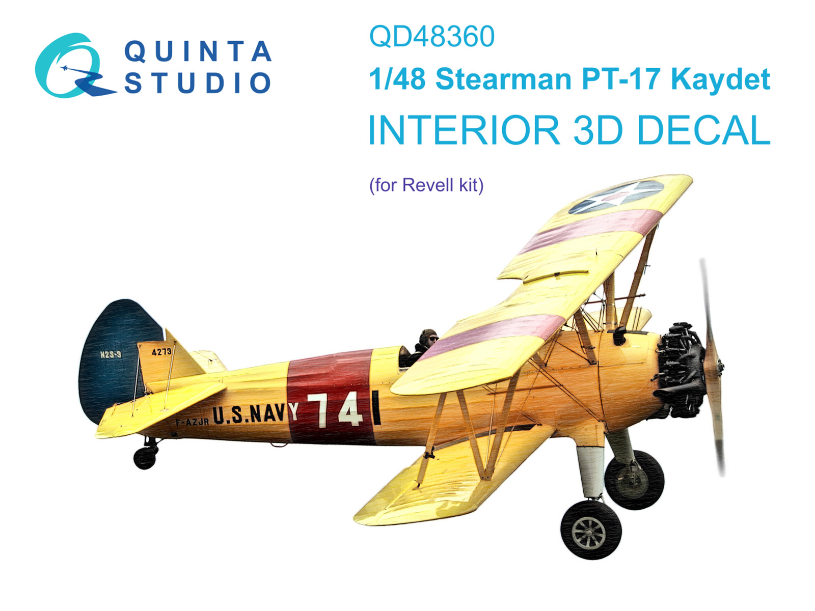 Stearman Pt-17 Kaydet 3D-Printed & coloured Interior on decal paper (Revell)