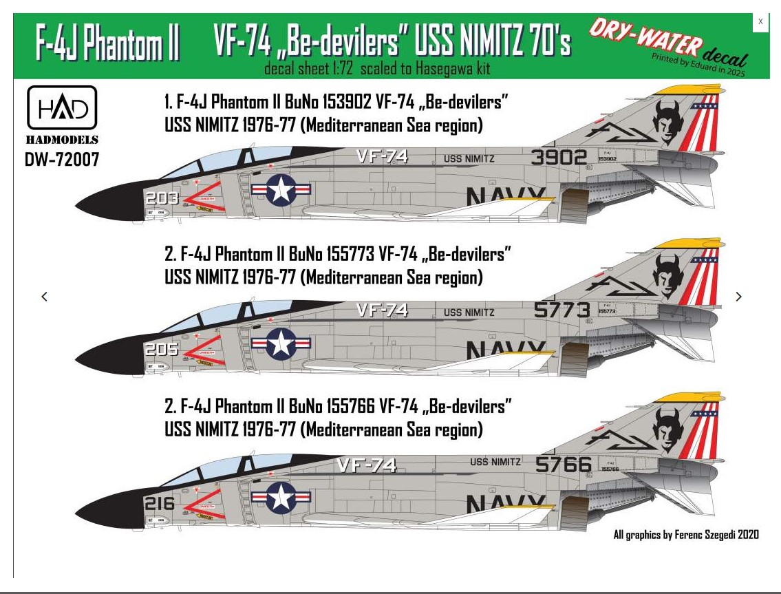 Decal 1/72 F-4J Phantom II Be-delivers (dry-water) (HAD)