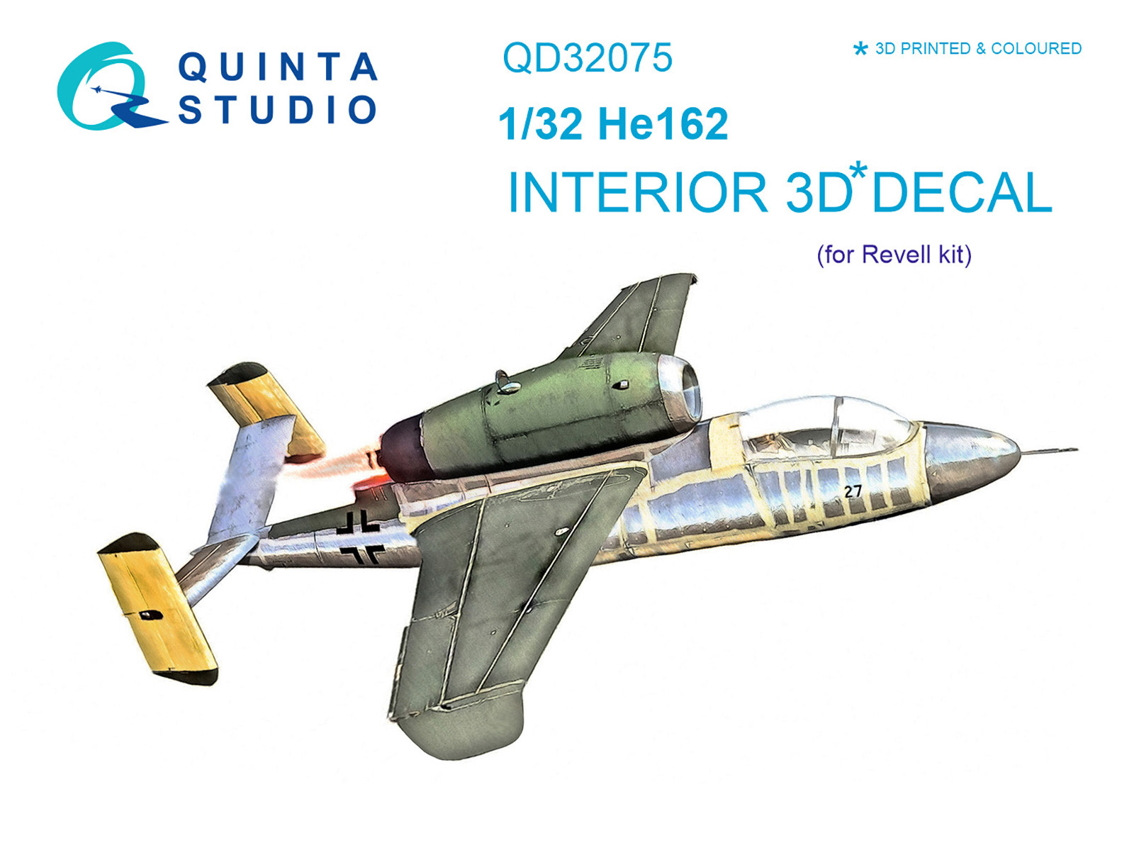He 162 3D-Printed & coloured Interior on decal paper (for Revell kit)