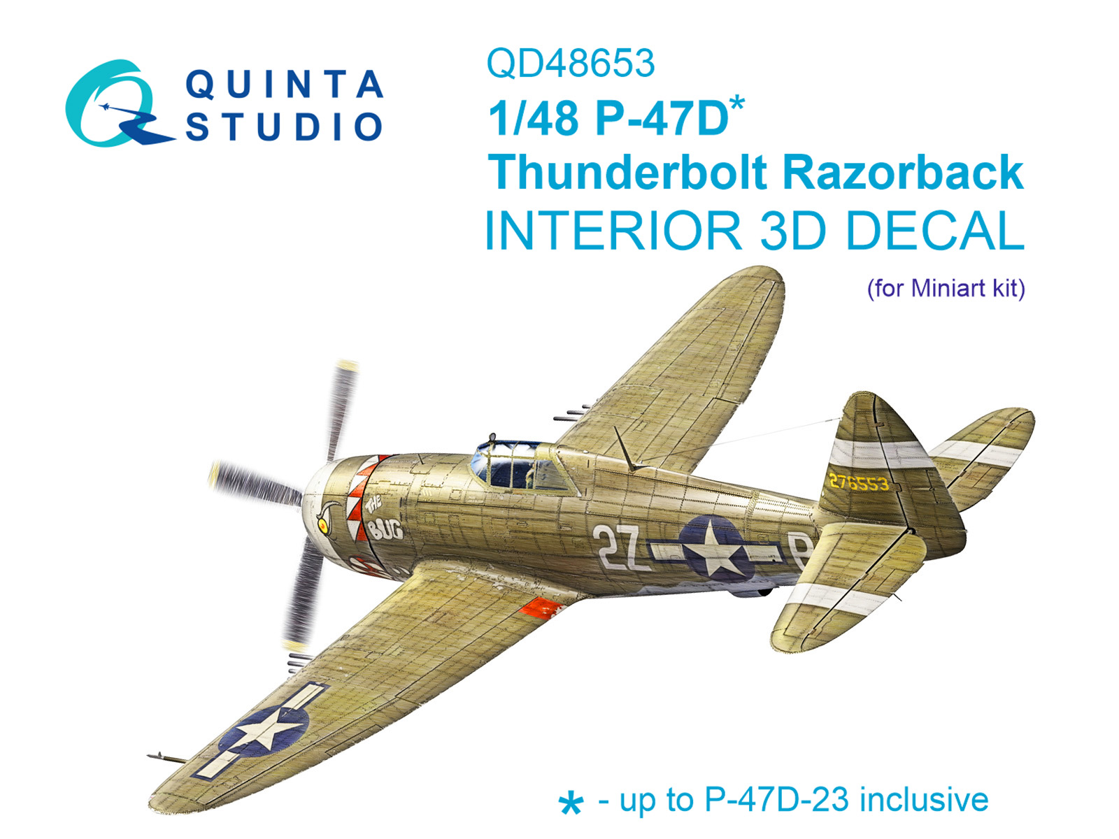 P-47D Thunderbolt Razorback 3D-Printed & coloured Interior on decal paper (Miniart)
