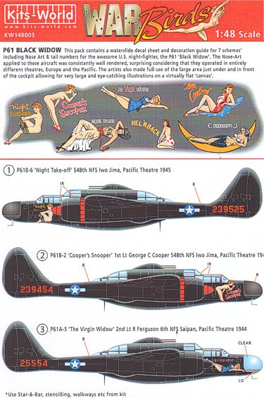 Decal 1/48 Northrop P-61A/P-61B 'Black Widow' (7) (Kits-World)