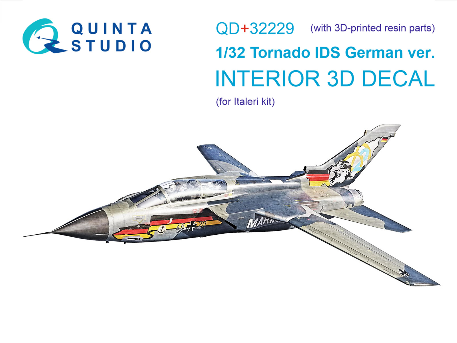 Tornado IDS German 3D-Printed & coloured Interior on decal paper (Italeri) (with 3D-printed resin parts)