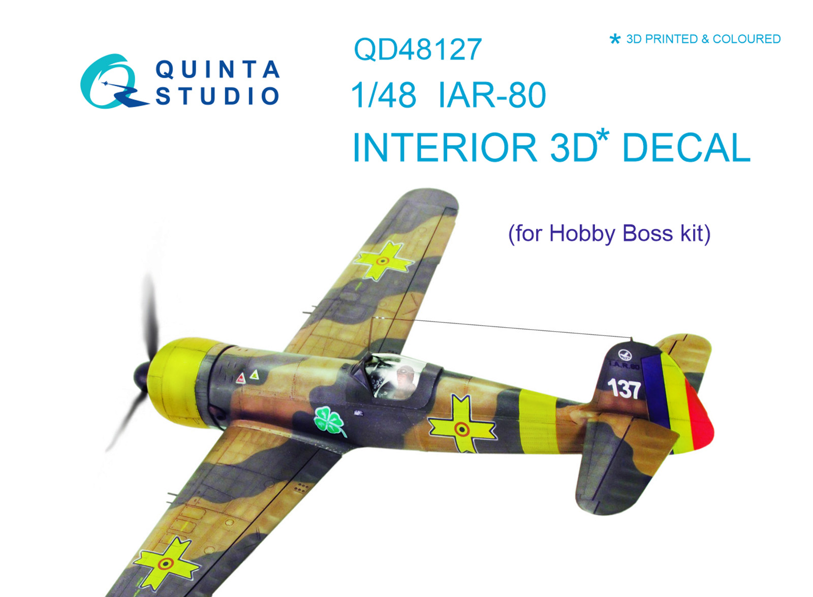 IAR-80 3D-Printed & coloured Interior on decal paper (for HobbyBoss  kit)