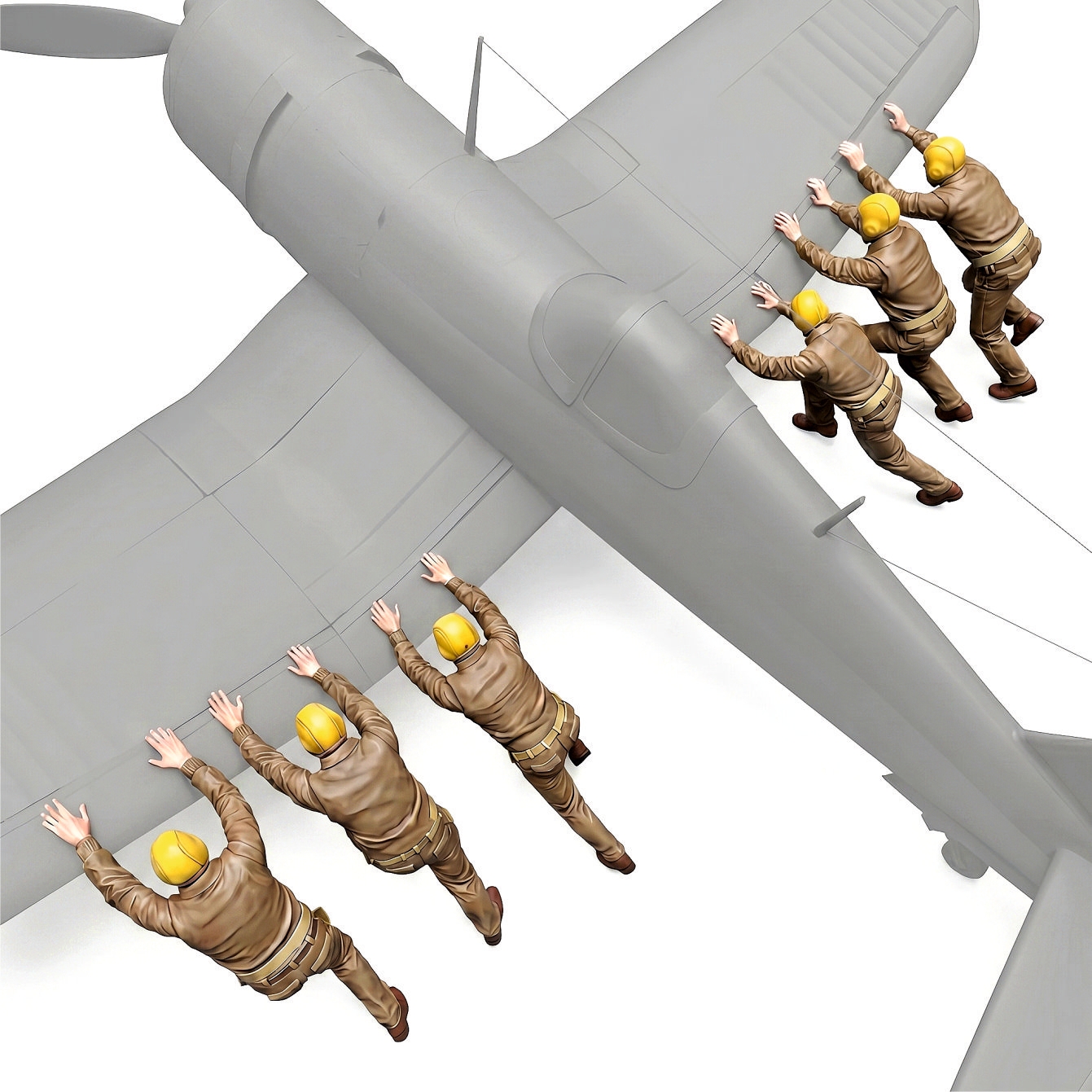 Addition (resin) 1/48 US Navy Deck Crew Pushing Aircraft WWII (6 Figures) (SX-Art)