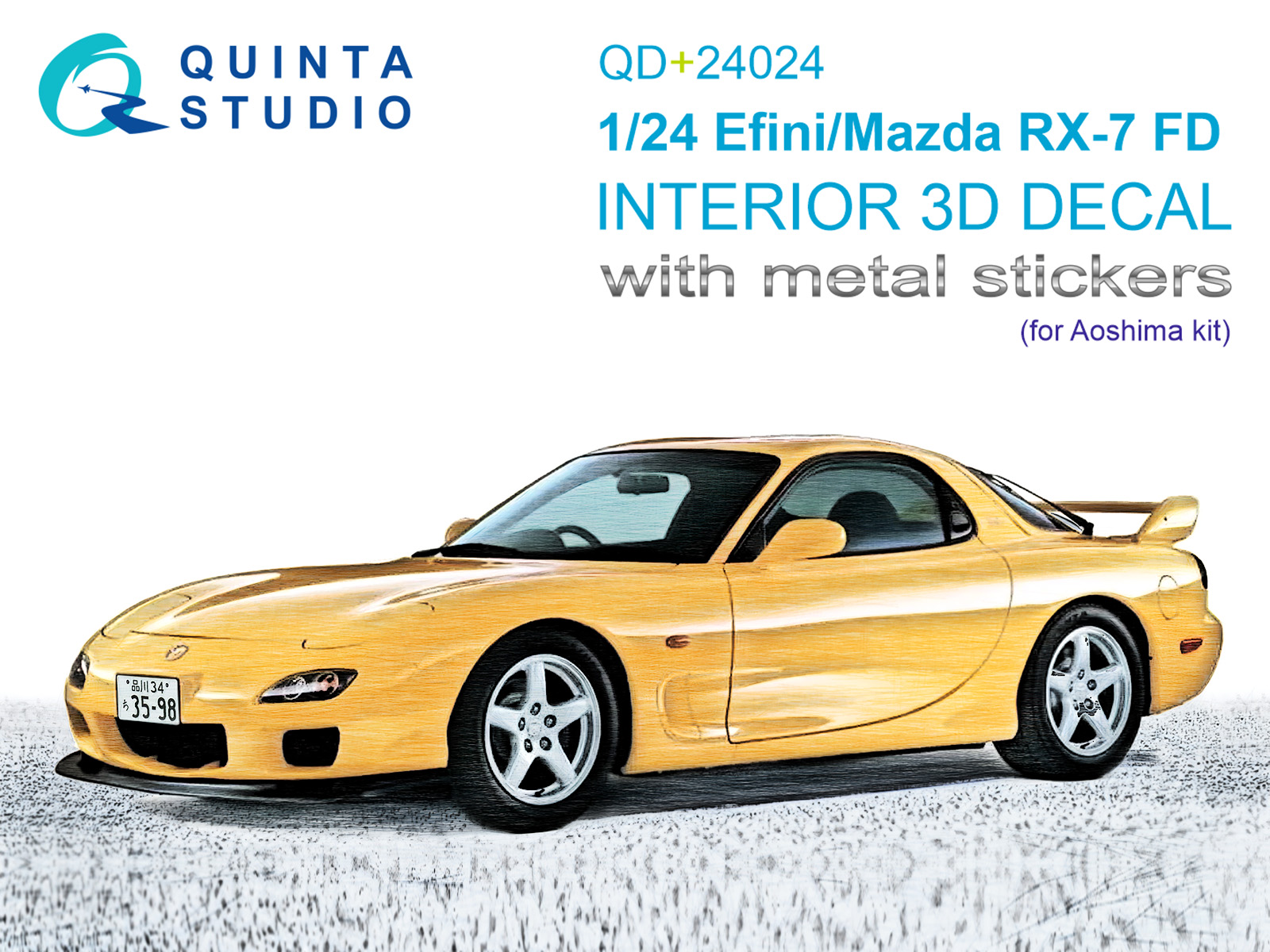 Efini-Mazda RX-7FD 3D-Printed & coloured Interior on decal paper (Aoshima)