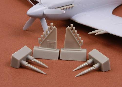 Additions (3D resin printing) 1/72 Supermarine Spitfire F Mk.22 exhaust + gun barrels (designed to be used with Airfix kits)