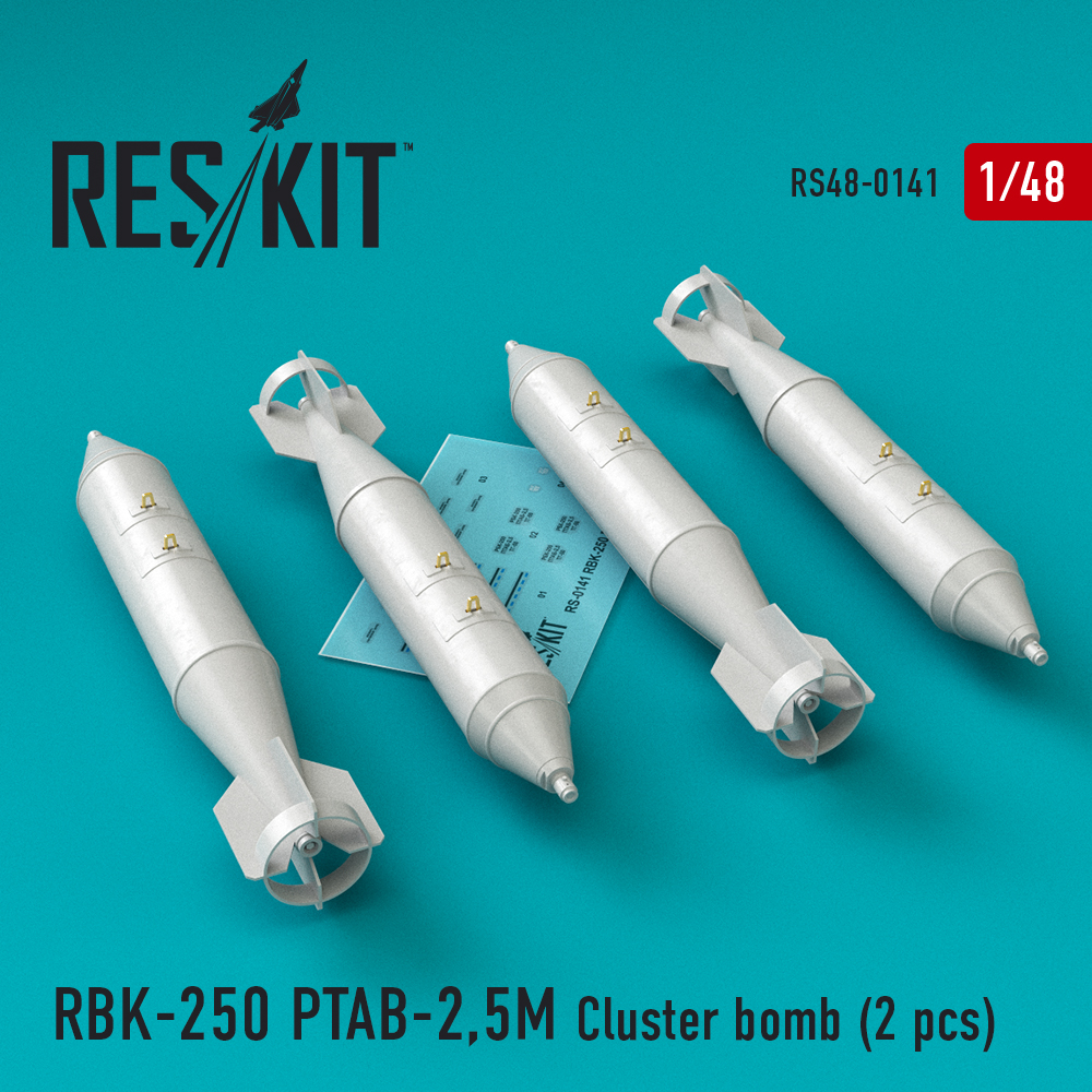Additions (3D resin printing) 1/48 RBK-250 PTAB-2,5M Cluster bomb (4 pcs) (ResKit)