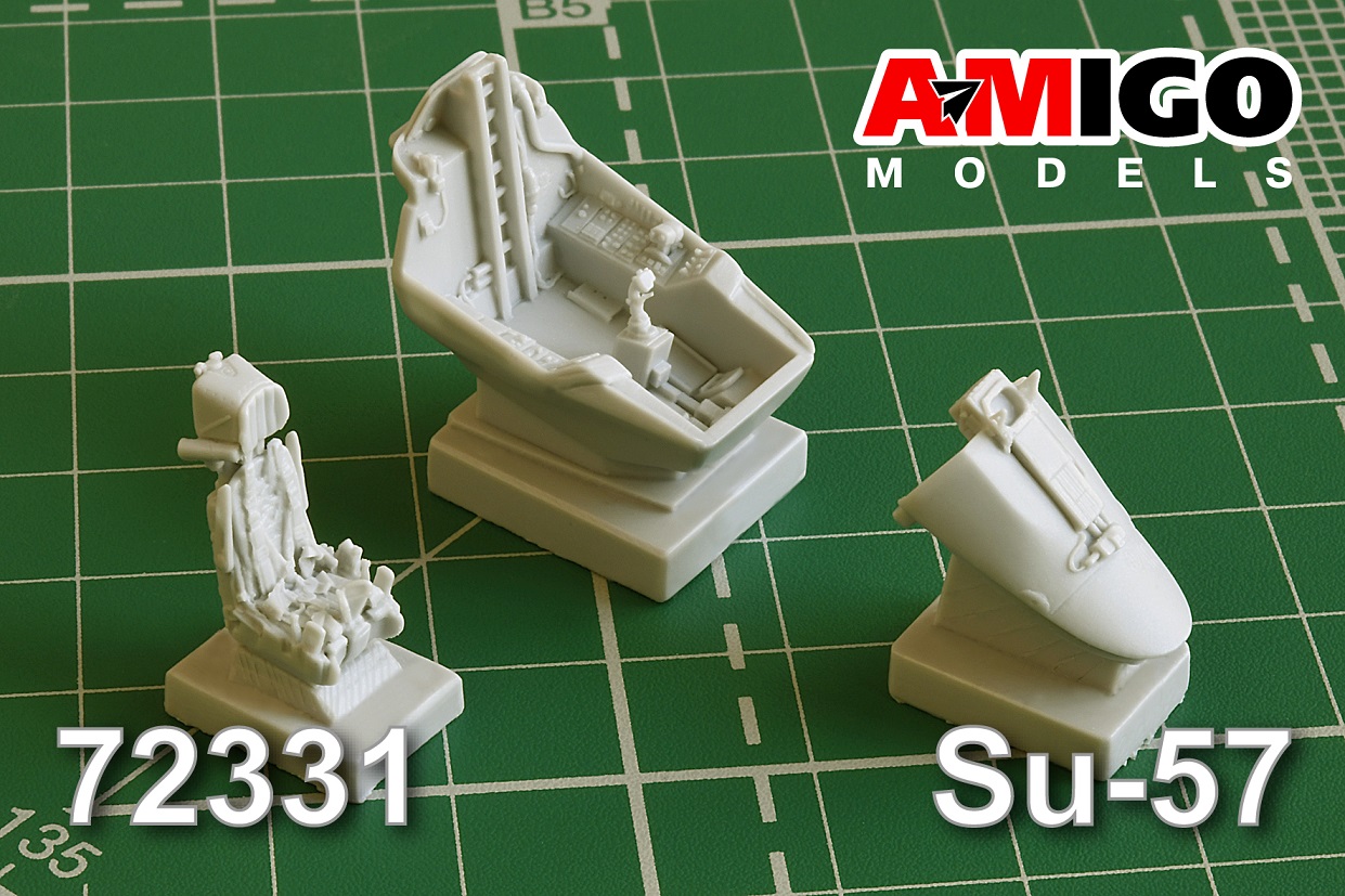 Additions (3D resin printing) 1/72 Su-57 aircraft cockpit with K-36D-5 ejection seat (Amigo Models)
