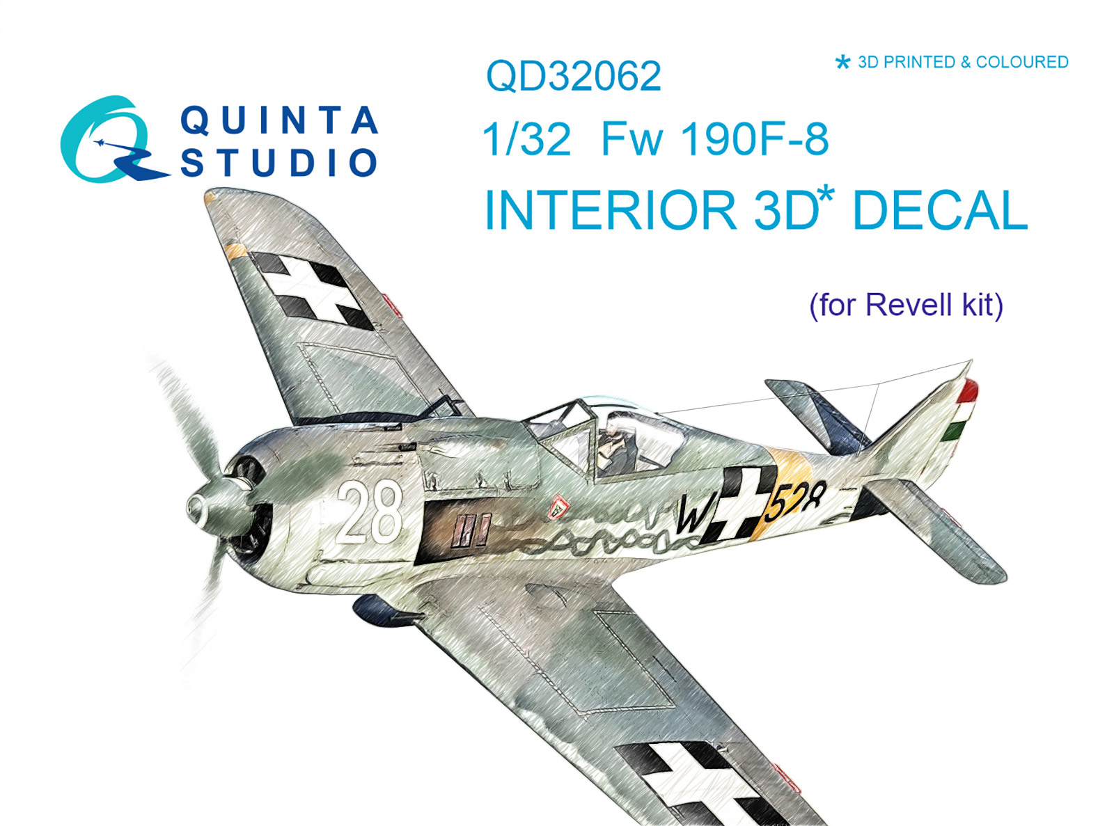Fw 190F-8 3D-Printed & coloured Interior on decal paper (for Revell  kit)