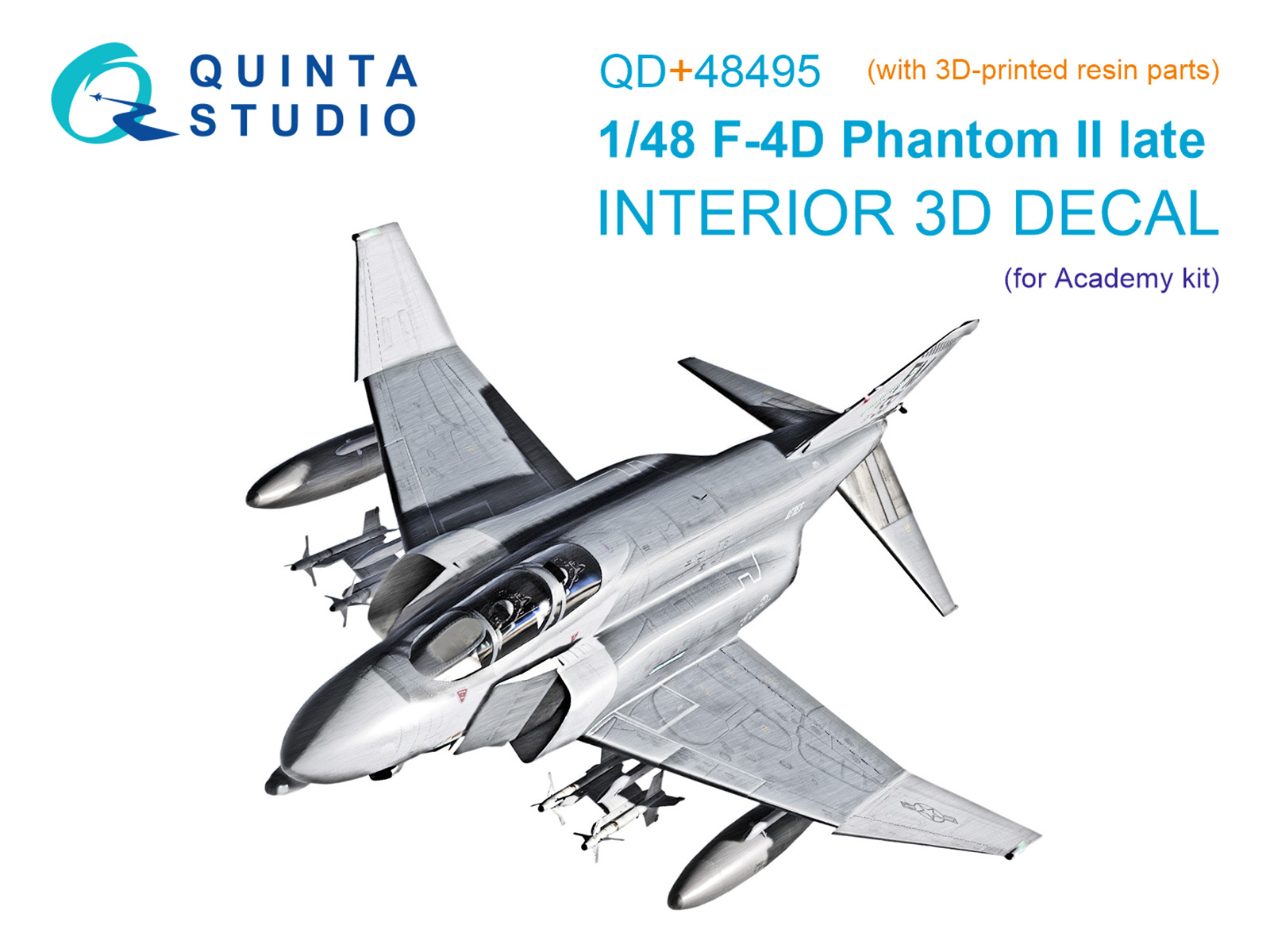 F-4D late Phantom II 3D-Printed & coloured Interior on decal paper (Academy) (with 3D-printed resin parts)