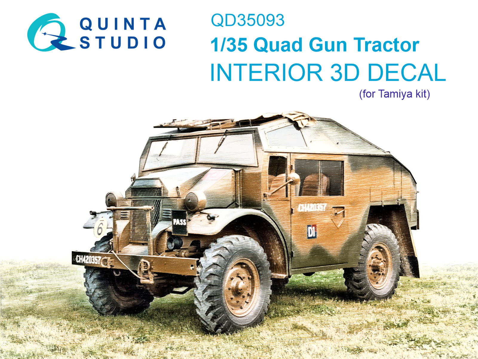 Quad Gun Tractor 3D-Printed & coloured Interior on decal paper (Tamiya)