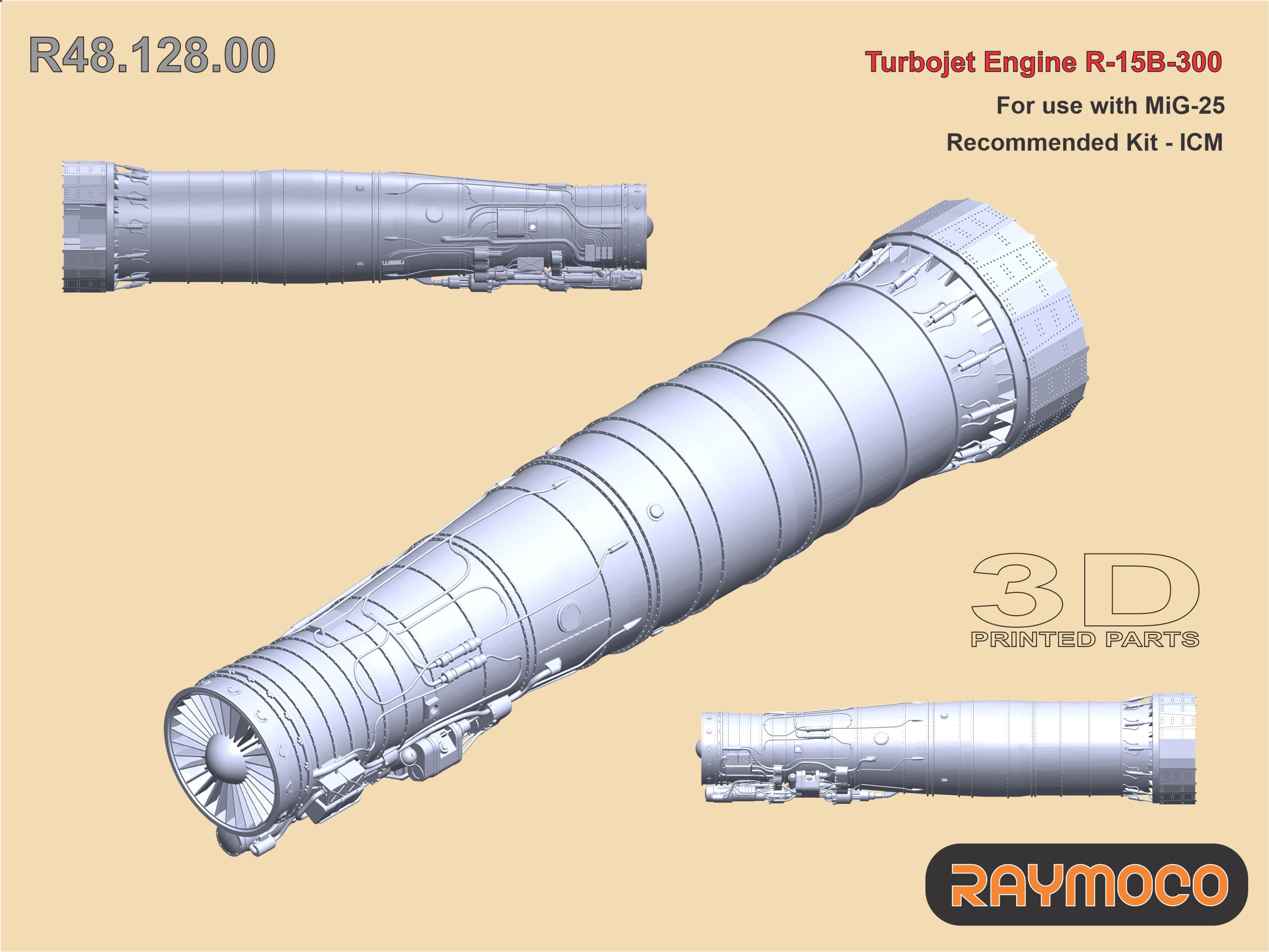 Additions (3D resin printing) 1/48 Turbo Jet Engine R-15B-300 (Raymoco)