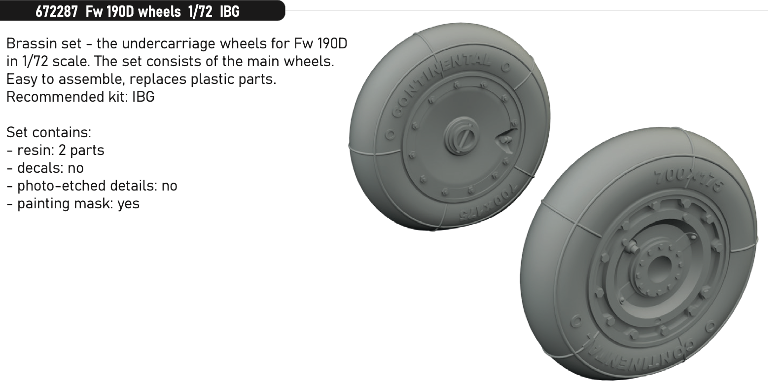 Additions (3D resin printing) 1/72 Focke-Wulf Fw-190D wheels (designed to be used with IBG Models kits)