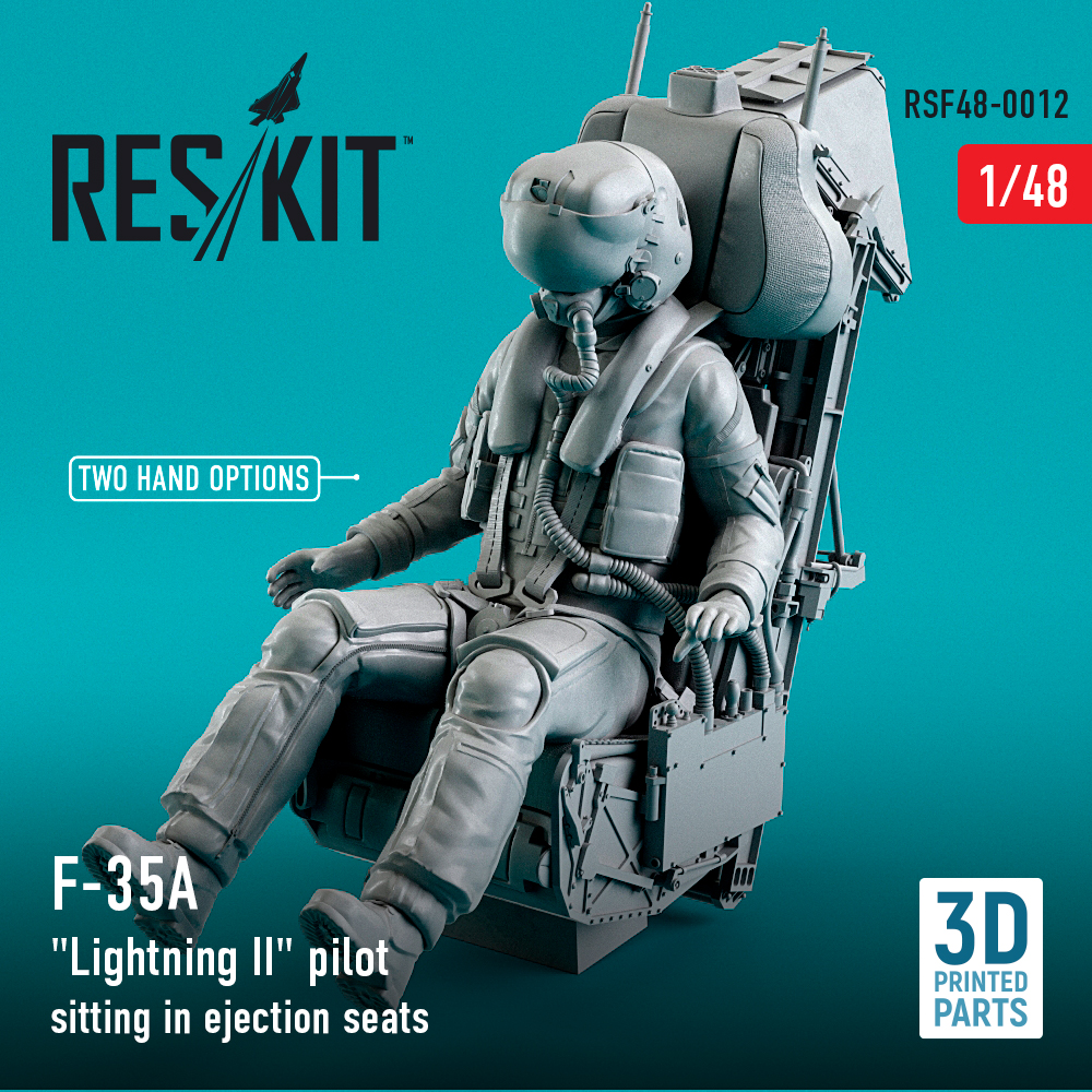 Additions (3D resin printing) 1/48 USAF pilots Lockheed-Martin F-35A Lightning II sitting in late modification ejection seats (type 1) (ResKit)
