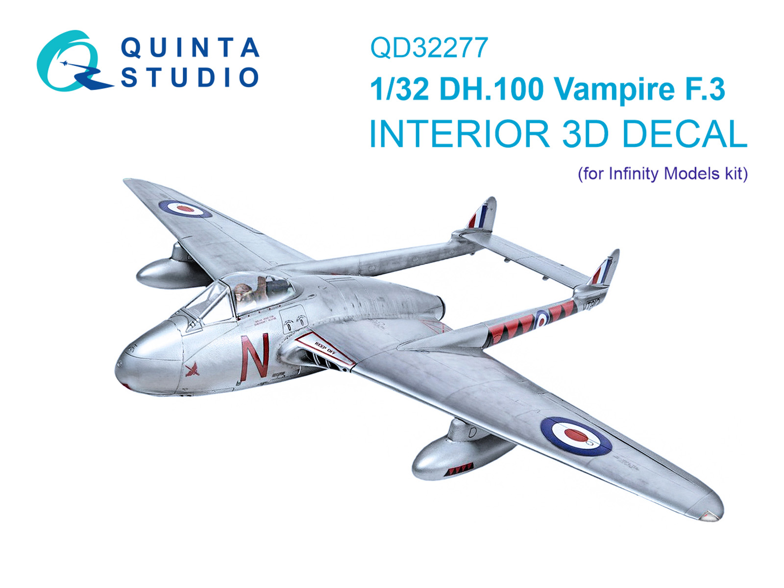 DH.100 Vampire F.3 3D-Printed & coloured Interior on decal paper (Infinity Models)