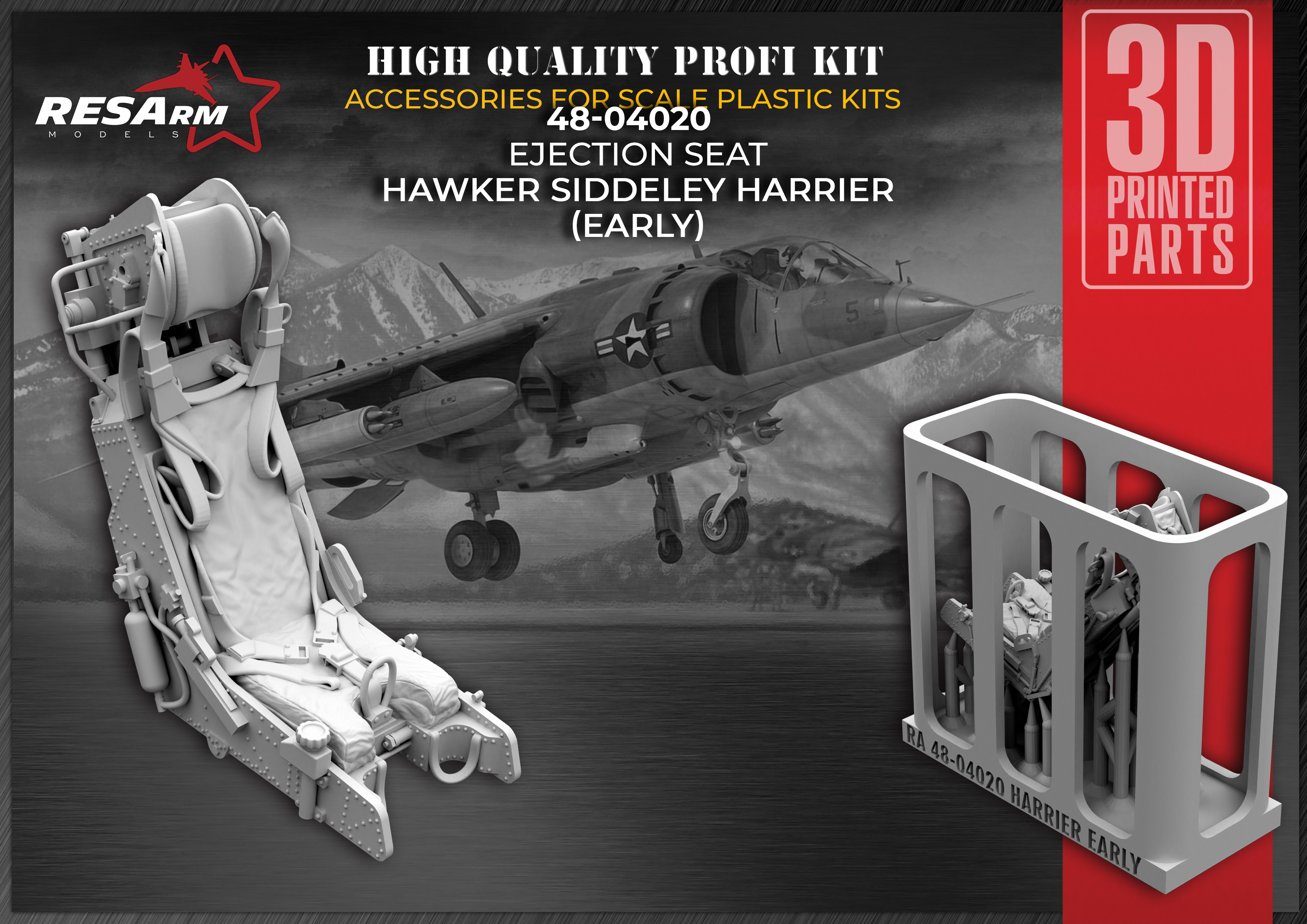 Additions (3D resin printing) 1/48 Hawker Siddeley Harrier (early) catapult seat (RESArm)