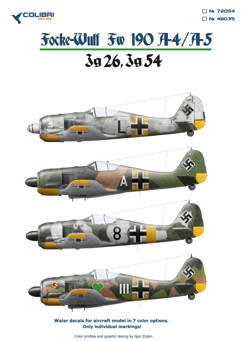 Decal 1/72 Fw-190 A4/А5 Jg 54-Jg 26 (Colibri Decals)