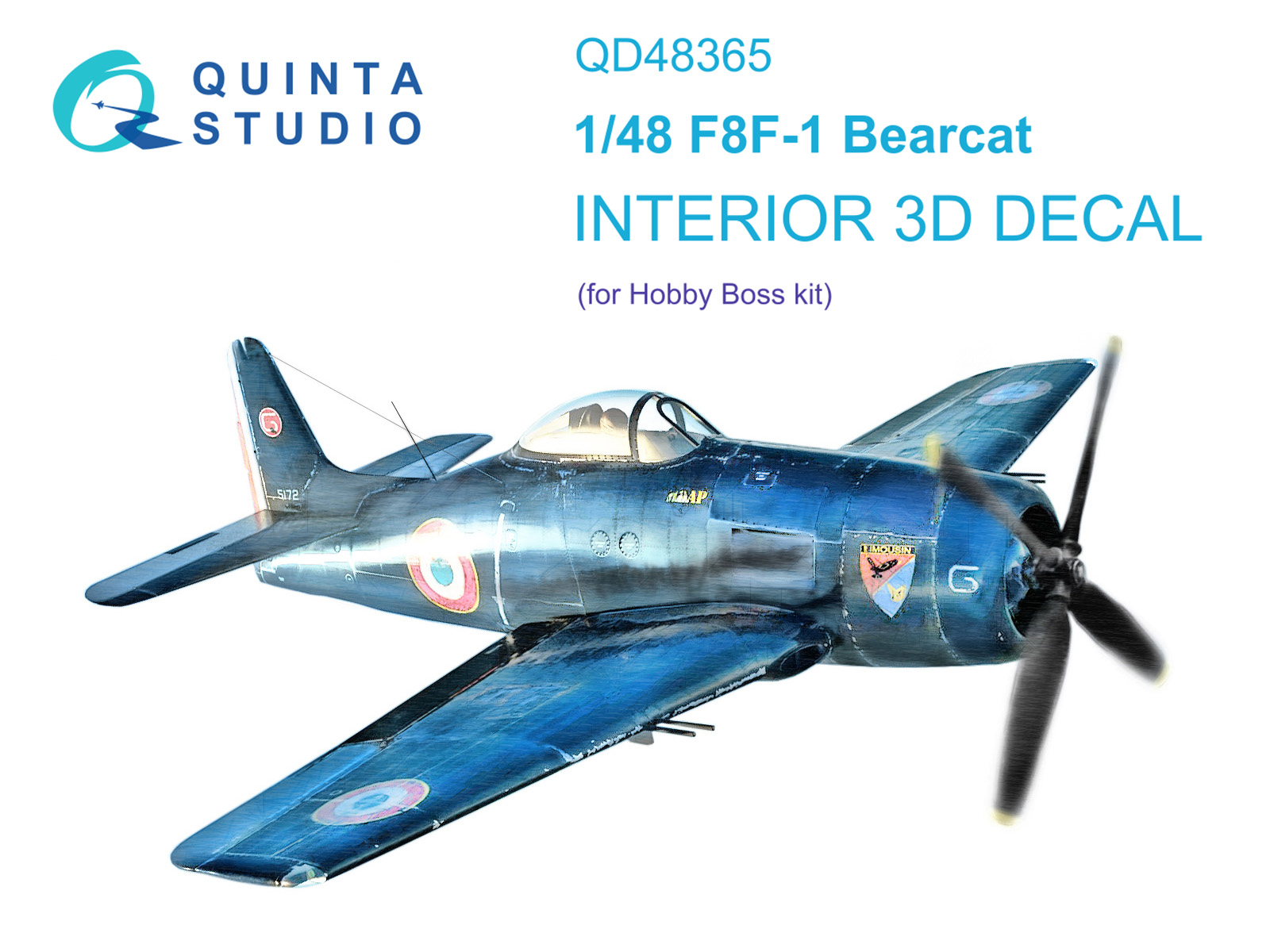 F8F-1 Bearcat 3D-Printed & coloured Interior on decal paper (Hobby Boss)