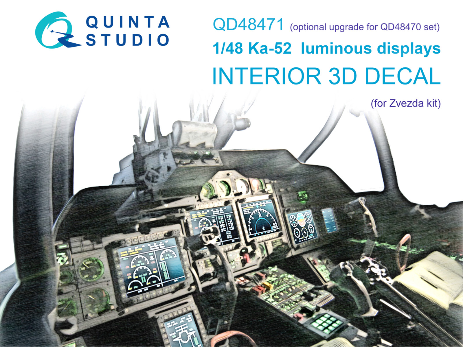 Ka-52 luminous displays for QD48470/QDS-48470 sets (Zvezda/Quinta)