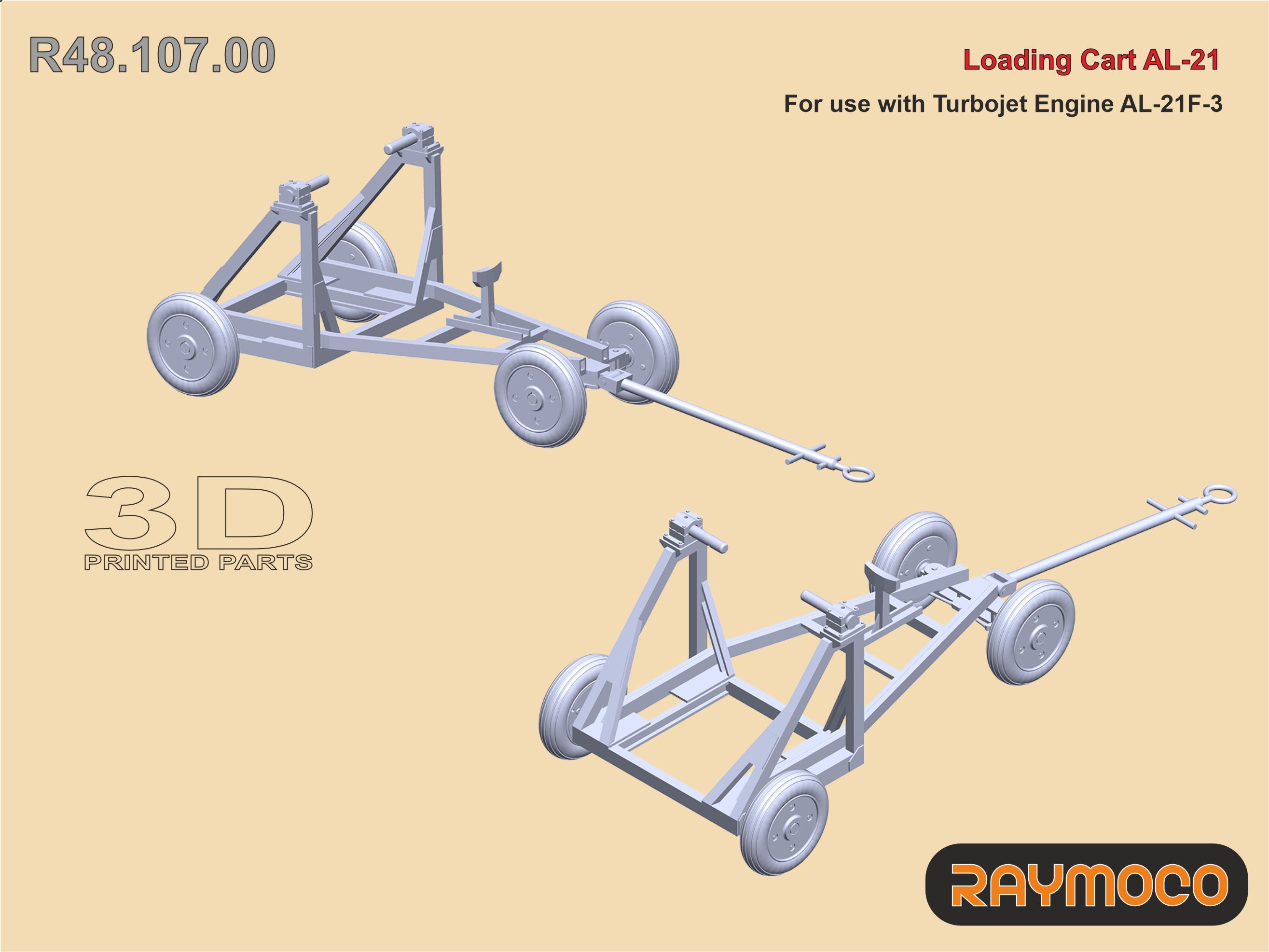 Additions (3D resin printing) 1/48 Loading cart AL-21 (Raymoco)