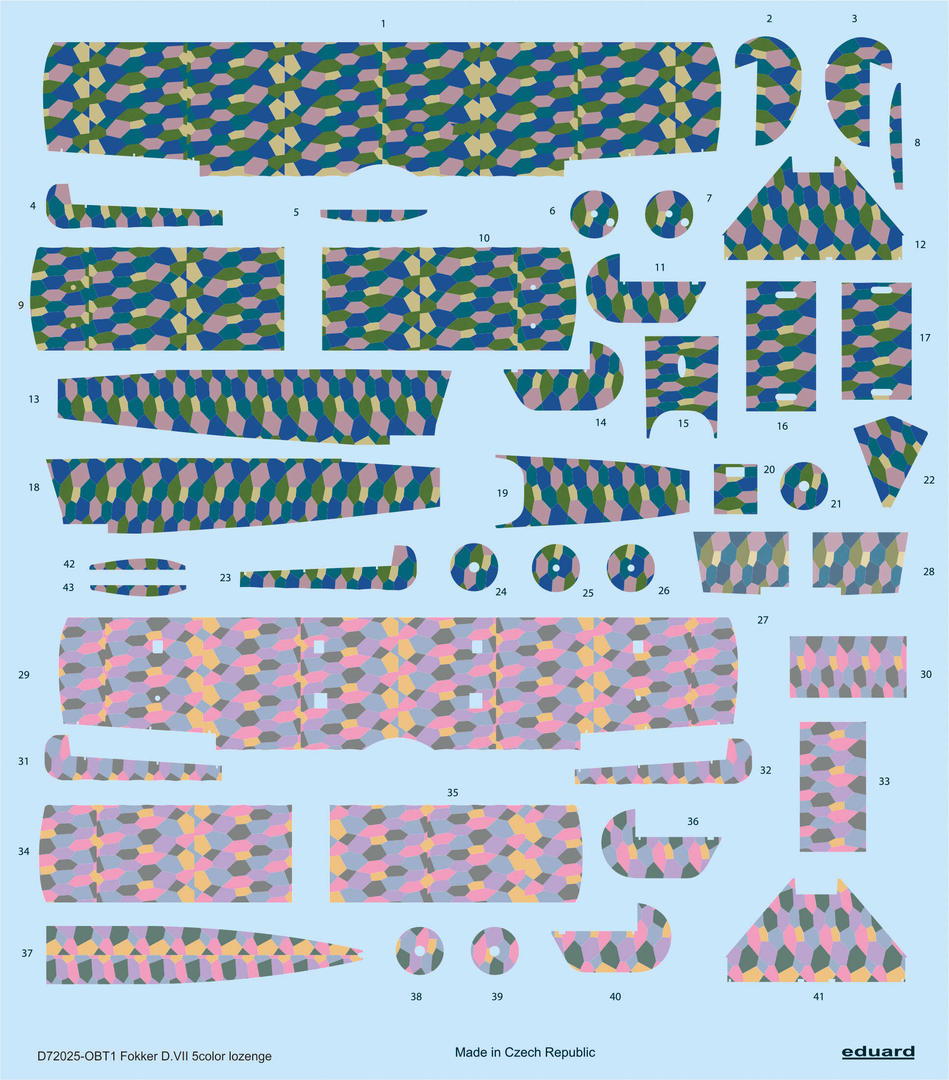 Decal 1/72 Fokker D.VII 5color lozenge (EDU)