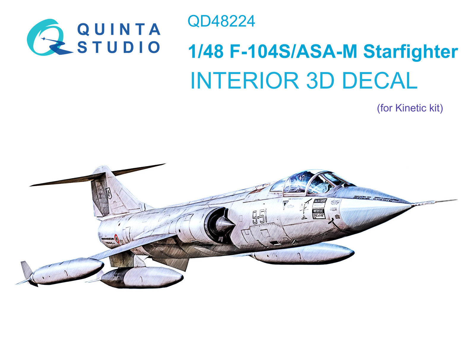 F-104S/ASA-M 3D-Printed & coloured Interior on decal paper (Kinetic)