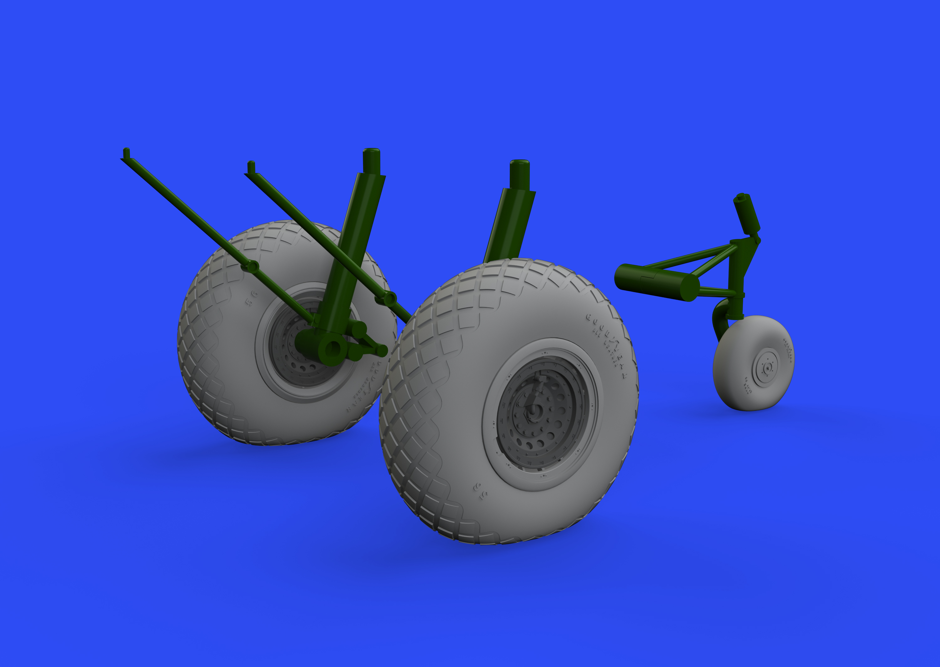 Additions (3D resin printing) 1/48 Boeing B-17G Flying Fortress wheels with weighted tyre effect (designed to be used with Hong Kong Models kits) 