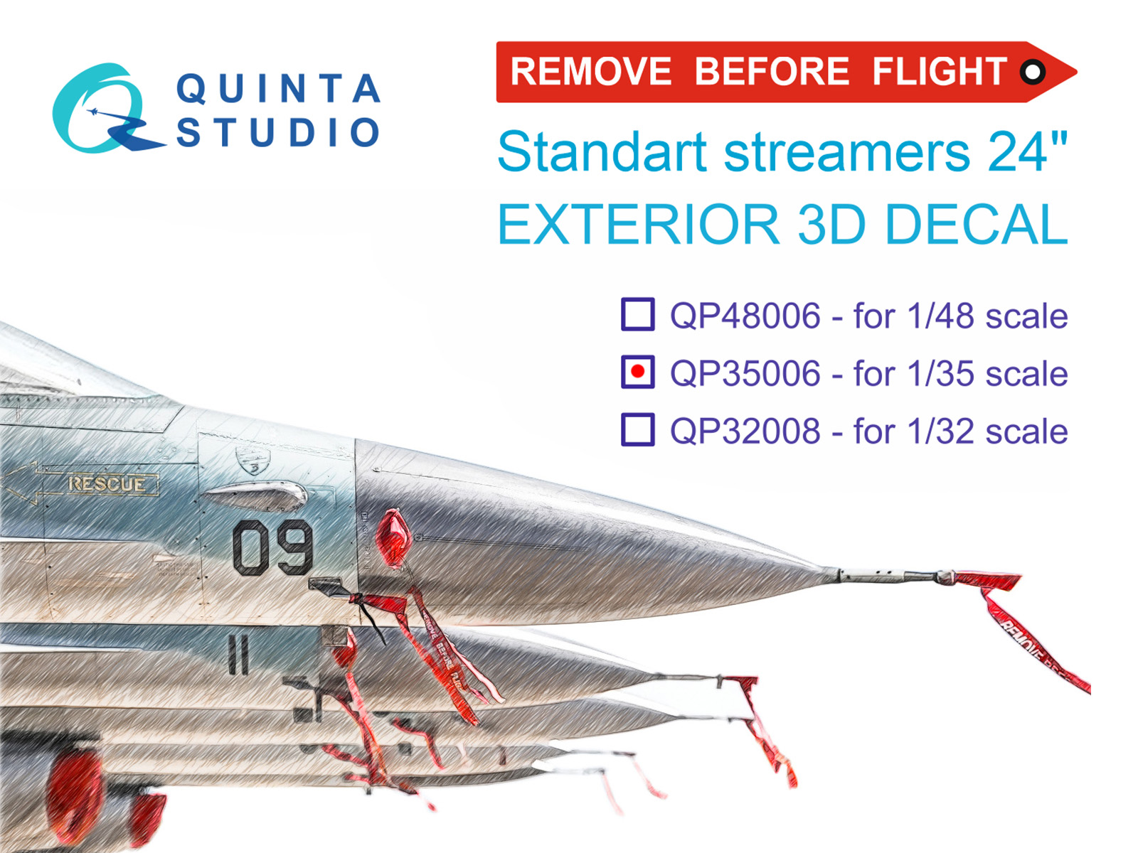 "Remove Before Flight" standart external streamer 24", 20 Pcs