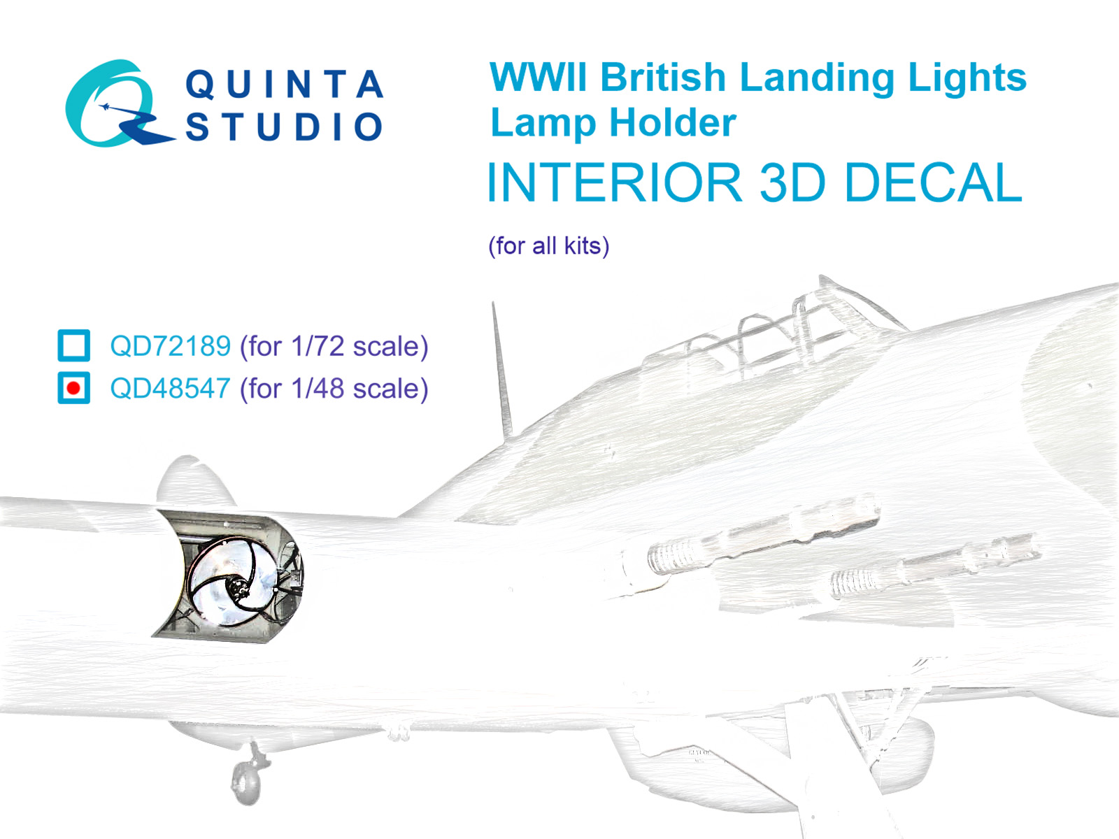 Lamp holder for WWII British landing lights 3D-Printed & coloured Interior on decal paper (All kits)