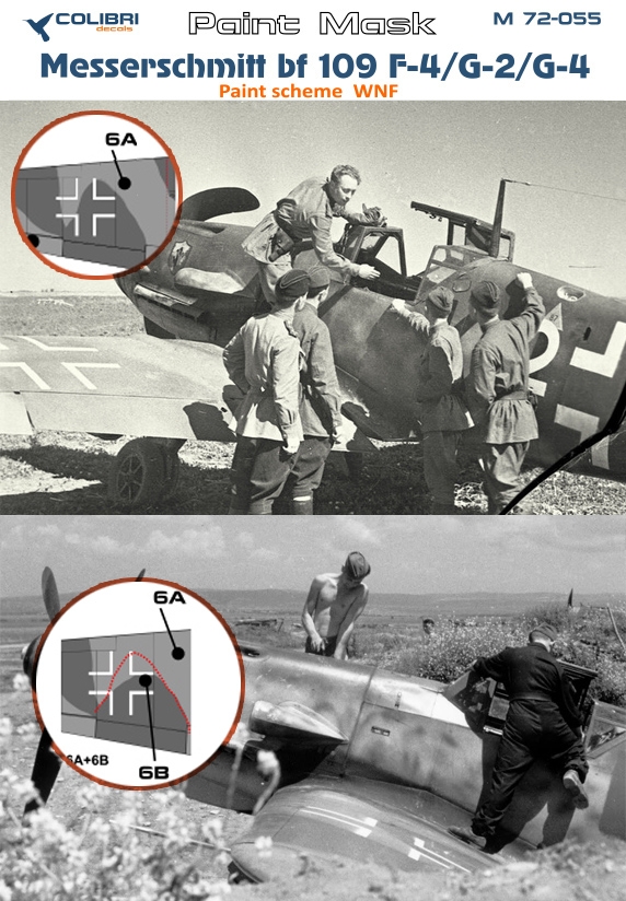 Paint Mask 1/72 Bf 109 F-4\G-2 (paint scheme WNF) (Colibri Decals)