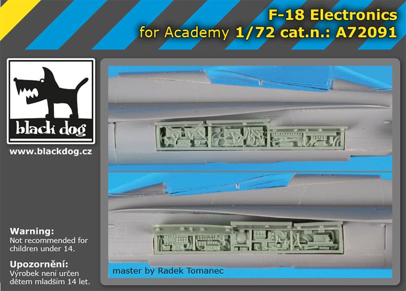 Additions (3D resin printing) 1/72 McDonnell-Douglas F/A-18 Hornet electronics (designed to be used with Academy kits)[F/A-18C F/A-18D F/A-18E F/A-18F) 
